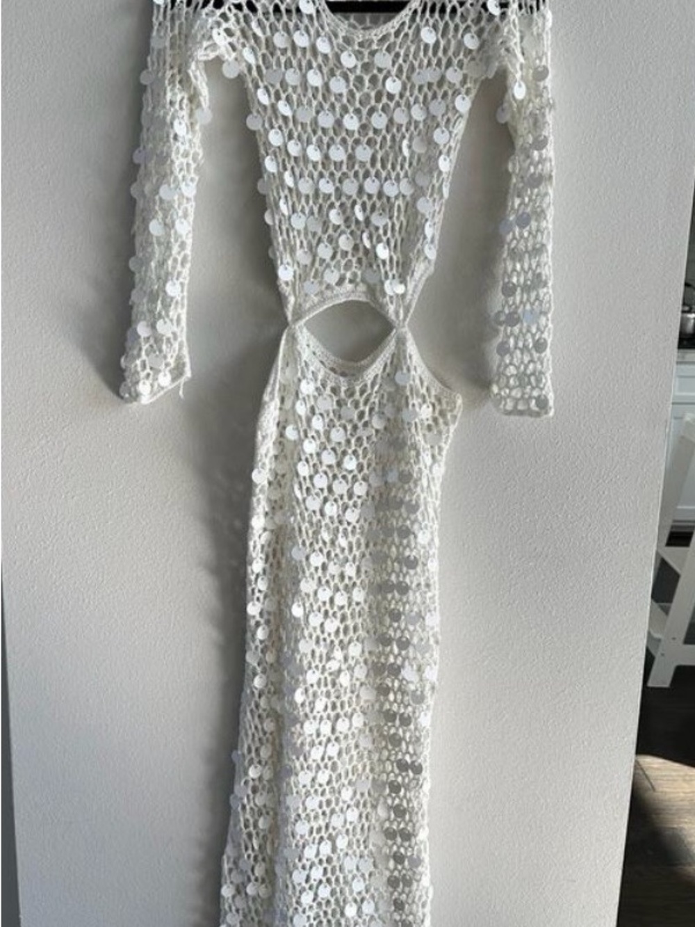 Lillyโs Closet White Crochet Cutout Maxi Swim Cover/Dress